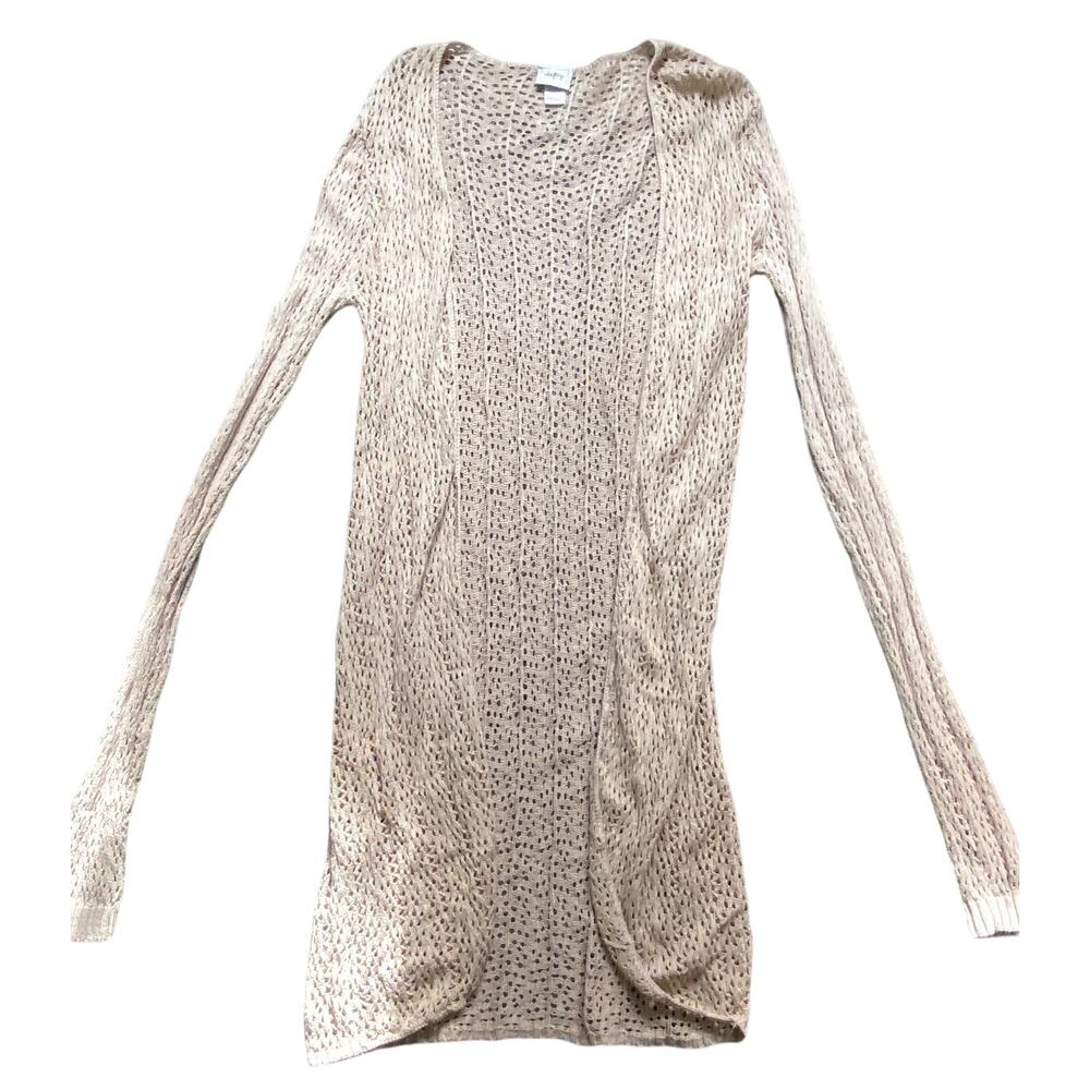 Cream Open Knit Boho Long Cardigan Cotton Small Drape Whimsygoth Y2K Retro Fairy